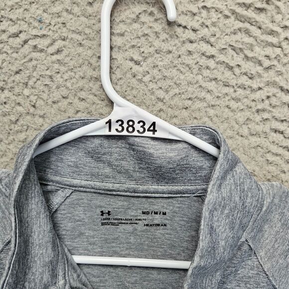 Under Armour Shirt Tops Womens Medium Gray Twisted‎ Tech 1/2 Zip Long Sleeves - Picture 10 of 10